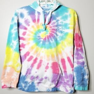 IVORY ELLA Oversized Rainbow Tie-Dye Hoodie
